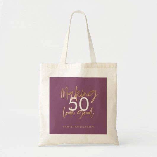 Moderne verjaardag, eenvoudig stijlvol, elegant ta tote bag (Voorkant)