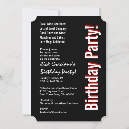 Moderne verjaardag ELK JAAR zwarte rode Sjabloon Kaart (Voorkant)