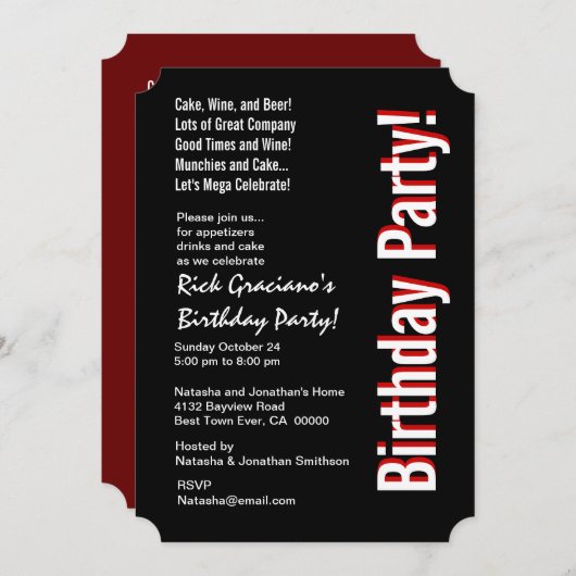 Moderne verjaardag ELK JAAR zwarte rode Sjabloon Kaart (Voorkant / Achterkant)