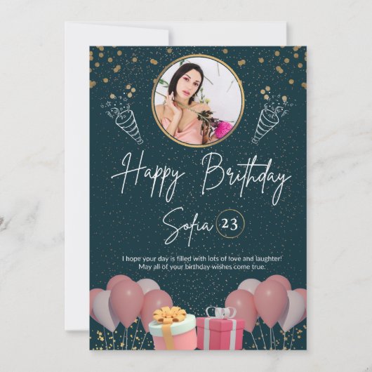 moderne verjaardag foto elegant kaart (Voorkant)