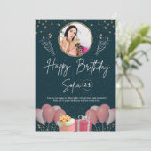 moderne verjaardag foto elegant kaart (Staand voorkant)