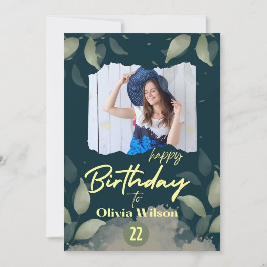 Moderne verjaardag foto schattig stijlvol kaart (Voorkant)