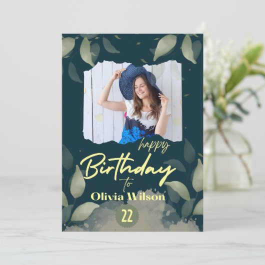 Moderne verjaardag foto schattig stijlvol kaart (Staand voorkant)