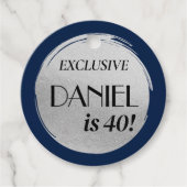 Moderne Verjaardag Marine Blauw Zilver Bedankjes Labels (Voorkant)