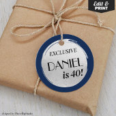 Moderne Verjaardag Marine Blauw Zilver Bedankjes Labels