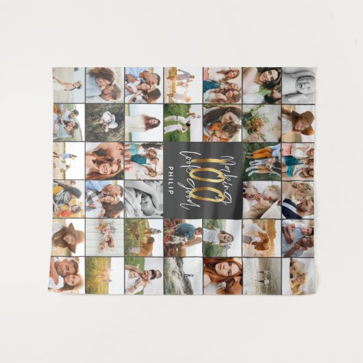 Moderne verjaardag multi foto  wandkleed (Voorkant (horizontaal))