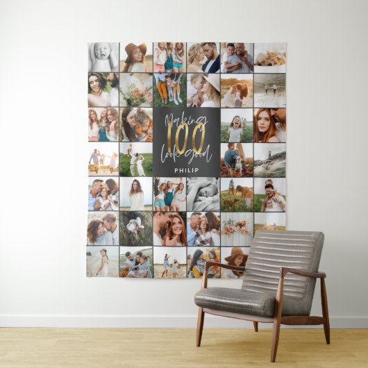 Moderne verjaardag multi foto  wandkleed (In situ)