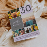 Moderne verjaardag paars 10 foto collage grid kaart<br><div class="desc">Moderne,  eenvoudige verjaardagspaar paarse lavender 10 foto-collage raster met pastelroze en grijze bewerkbare kleuren en moderne typografie.</div>