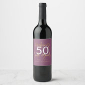 moderne verjaardag paars en goud simpele elegant wijn etiket (Voorkant)