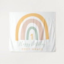Moderne Verjaardag Pastel Regenboog Meisje