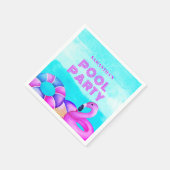Moderne verjaardag Pool Party Roze Flamingo servet (Hoek)