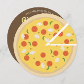 Moderne Verjaardag Ronde Pizza Party Uitnodiging (Voorkant / Achterkant)