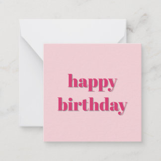 Moderne Verjaardag Roze Retro-Typografie Notitiekaartje