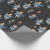 Moderne Verjaardag Schattigee grillige Fairy Black Cadeaupapier (Hoek)