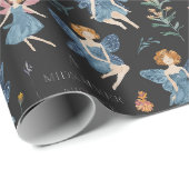 Moderne Verjaardag Schattigee grillige Fairy Black Cadeaupapier (Rol Hoek)