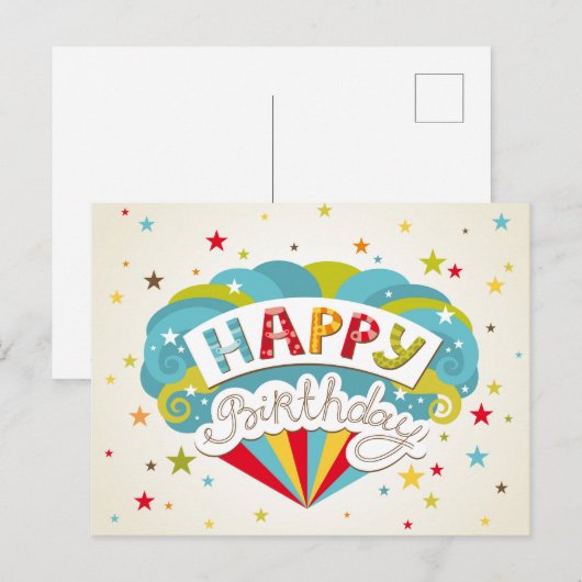 Moderne Verjaardag Sterren Briefkaart (Voorkant / Achterkant)