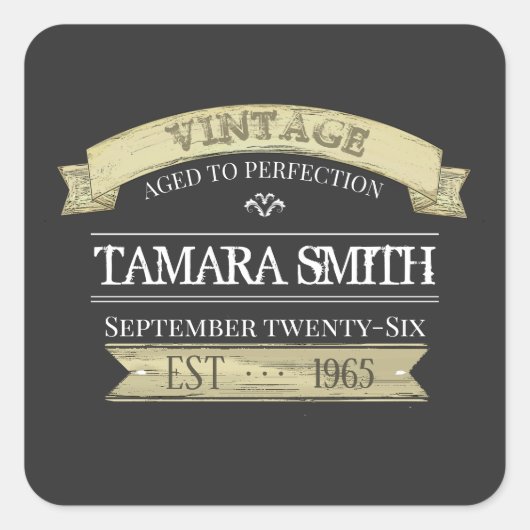 Moderne 'verjaardag' tot perfecte Gold-minimalist Vierkante Sticker (Voorkant)
