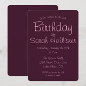 Moderne Verjaardag Uitnodiging ELKE LEEFTIJD | Roz (Voorkant / Achterkant)