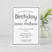 Moderne Verjaardag Uitnodiging ELKE LEEFTIJD | Zwa (Staand voorkant)