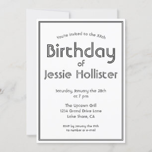 Moderne Verjaardag Uitnodiging ELKE LEEFTIJD   Zwa