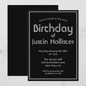 Moderne Verjaardag Uitnodiging ELKE LEEFTIJD | Zwa (Voorkant / Achterkant)