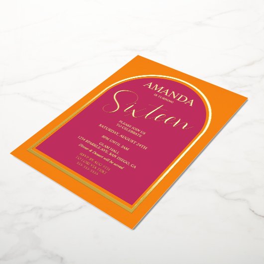 Moderne verjaardag voor elke leeftijdsuitnodiging folie uitnodiging (Gedraaid)