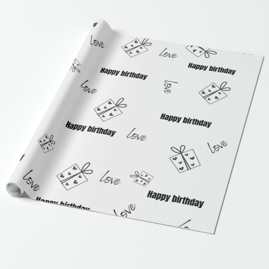 Moderne verjaardag zwart en wit cadeaupapier (Uitgerold)