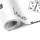 Moderne verjaardag zwart en wit cadeaupapier (Rol Hoek)
