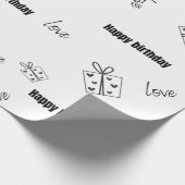 Moderne verjaardag zwart en wit cadeaupapier (Hoek)