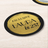 Moderne verjaardag zwart goud ronde kartonnen onderzetter (Gebogen)