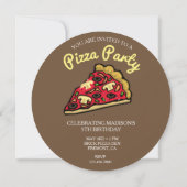 Moderne verjaardags ronde pizza feest uitnodiging (Achterkant)