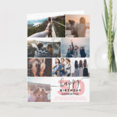 Moderne verjaardagscroze 8 foto's collage grid kaart (Voorkant)
