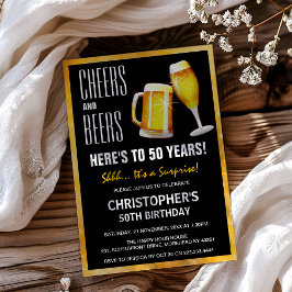 Moderne Verjaardagsfeest Surprise Cheers & Beers Kaart