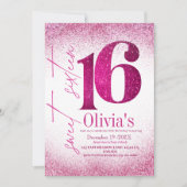 Moderne verjaardagsfeest Sweet 16 Roze Glitters Kaart (Voorkant)