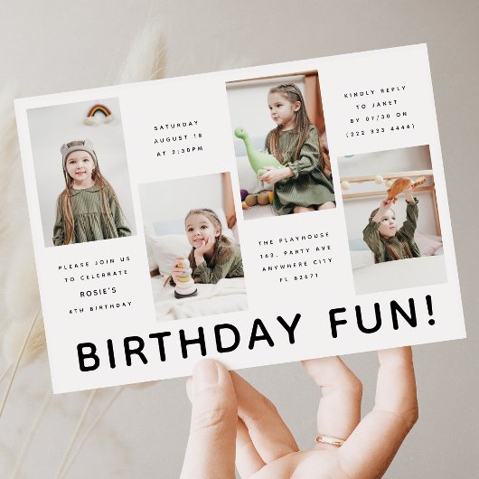 Moderne verjaardagsfeest voor elke leeftijd met 4 kaart