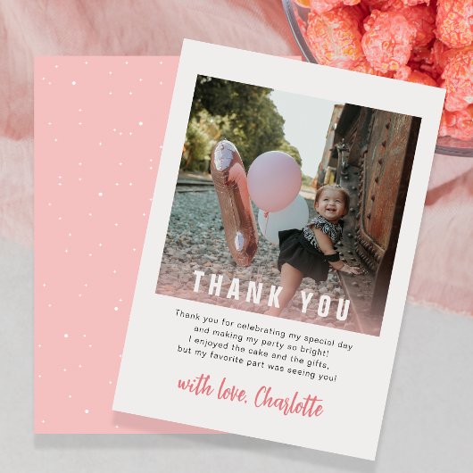 Moderne verjaardagskaart bedankt voor kinderen 1e 