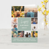 Moderne verjaardagsleeftijd groen 10 foto-collage  kaart (Gele Bloem)