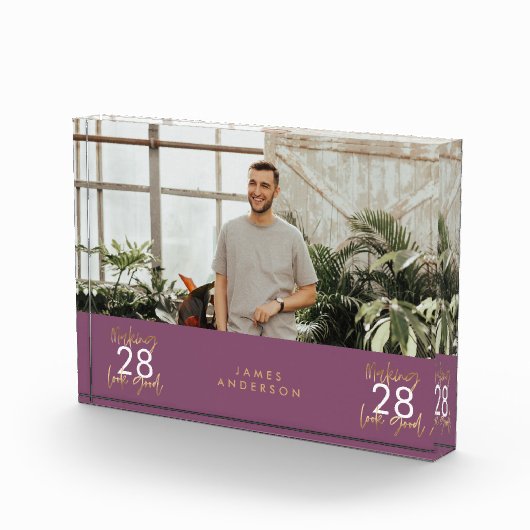 Moderne verjaardagssimpele stijlvolle elegante scr fotoblokken (Rechts)