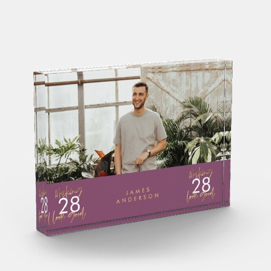 Moderne verjaardagssimpele stijlvolle elegante scr fotoblokken (Links)