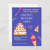 Moderne verjaardagstaart uitnodiging briefkaart (Voorkant / Achterkant)