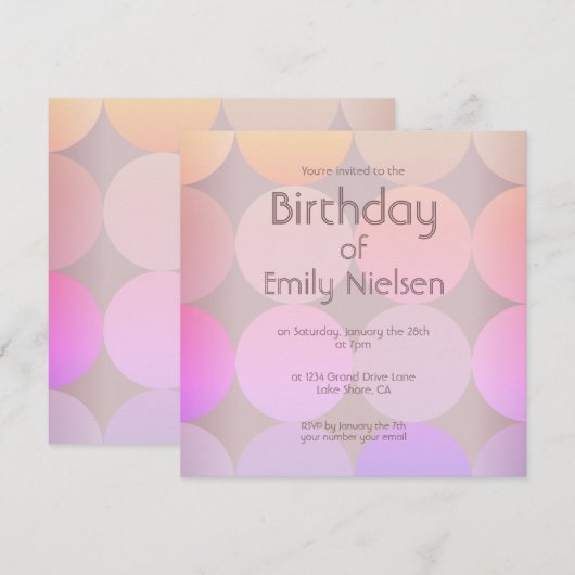 Moderne verjaardagsuitnodiging kaart (Voorkant / Achterkant)