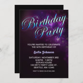 Moderne verjaardagsuitnodiging met cool ontwerp kaart (Voorkant / Achterkant)