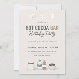 Moderne verjaardagsuitnodiging voor een Hot Cocoa  Kaart