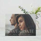 Moderne verklaring | Horizontale foto Save The Date (Staand voorkant)