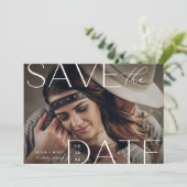 Moderne verklaring | Horizontale foto Save The Date (Staand voorkant)