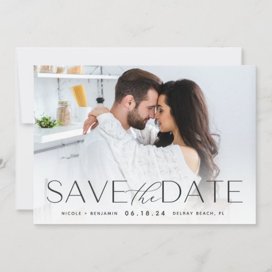 Moderne verklaring | Horizontale foto Save The Date (Voorkant)