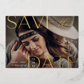 Moderne verklaring | Horizontale foto slaat de dat Folie Uitnodiging (Voorkant)