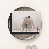 Moderne verklaring | Horizontale foto slaat de dat Folie Uitnodiging