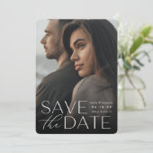 Moderne verklaring | Verticale foto Save The Date (Staand voorkant)