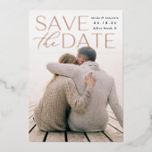 Moderne verklaring | Verticale foto slaat de datum Folie Uitnodiging (Voorkant)